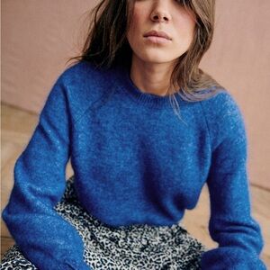 Sezane Vibrant Blue Crew Neck Sweater